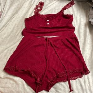 two piece burgundy lingerie/sleepwear